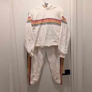Marine Layer Set Crop Sweatshirt and Pants with Rainbow Stripes